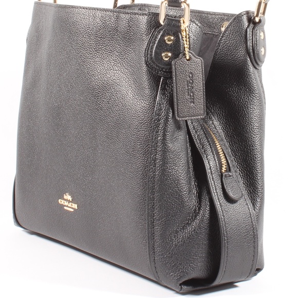 Coach Edie Shoulder Bag Purse BLK Leather NEW - Picture 2 of 11
